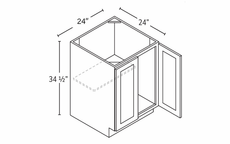 Homestead Oak Shaker FB24B: Full Height Base Cabinet: RTA Kitchen Cabinet