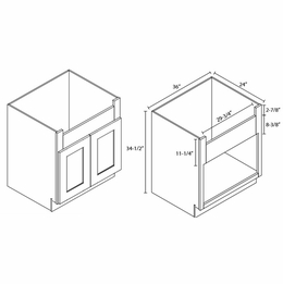 Homestead Oak Shaker FSB36B: Farm Sink Base Cabinet: RTA Kitchen Cabinet
