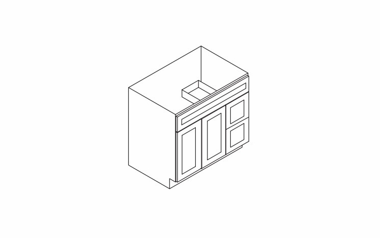 Homestead Oak Shaker S3621BDR: Right Bathroom Vanity: RTA Kitchen Cabinet