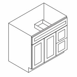 Homestead Oak Shaker S3621BDR: Right Bathroom Vanity: RTA Kitchen Cabinet