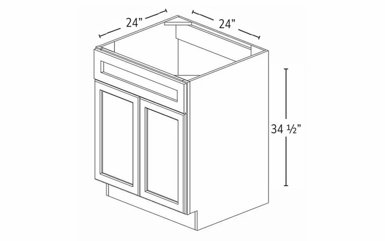 Homestead Oak Shaker SB24B: Sink Base Cabinet: RTA Kitchen Cabinet