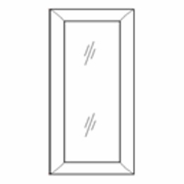 Homestead Oak Shaker W1512GD: Glass Door - No Mullion: RTA Kitchen Cabinet