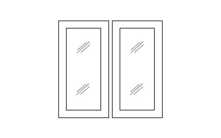 Homestead Oak Shaker W3036BGD: Glass Door Set - No Mullion: RTA Kitchen Cabinet