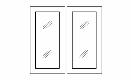 Homestead Oak Shaker W3042BGD: Glass Door Set - No Mullion: RTA Kitchen Cabinet