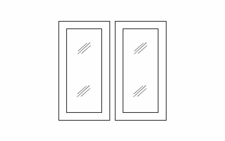 Homestead Oak Shaker W3630BGD: Glass Door Set - No Mullion: RTA Kitchen Cabinet