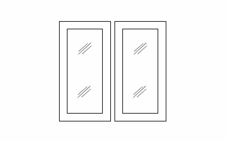 Homestead Oak Shaker W3636BGD: Glass Door Set - No Mullion: RTA Kitchen Cabinet