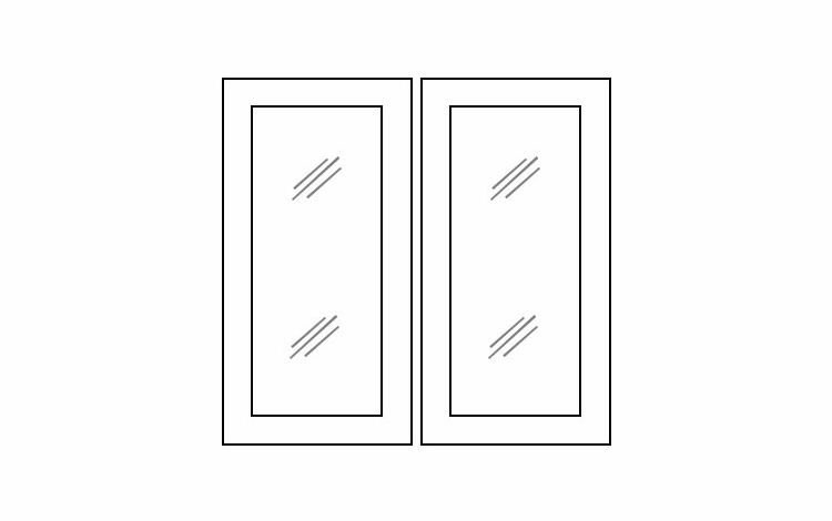 Homestead Oak Shaker W3642BGD: Glass Door Set - No Mullion: RTA Kitchen Cabinet