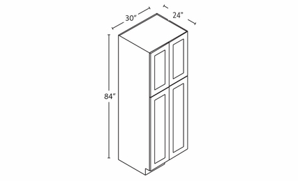 Homestead Oak Shaker WP3084B: 4 Door Pantry Cabinet: RTA Kitchen Cabinet
