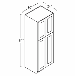 Homestead Oak Shaker WP3084B: 4 Door Pantry Cabinet: RTA Kitchen Cabinet