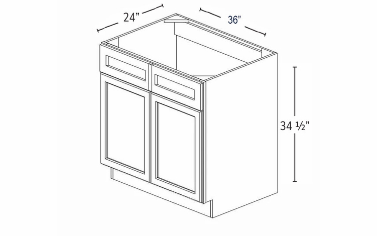 Ice White Shaker SB36B: Sink Base Cabinet: RTA Kitchen Cabinet
