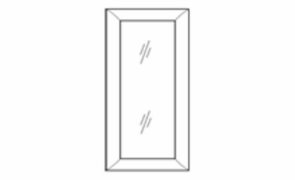 Ice White Shaker W1512GD: Glass Door - No Mullion: RTA Kitchen Cabinet