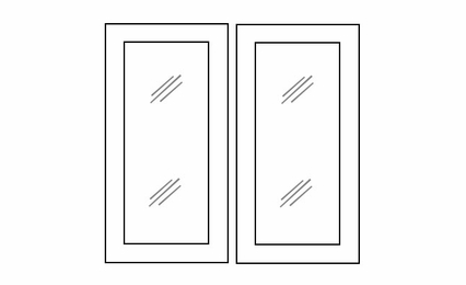 Ice White Shaker W3030BGD: Glass Door Set - No Mullion: RTA Kitchen Cabinet