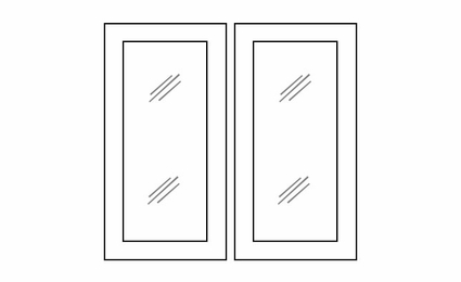 Ice White Shaker W3036BGD: Glass Door Set - No Mullion: RTA Kitchen Cabinet