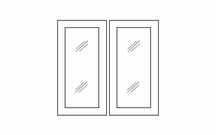 Ice White Shaker W3042BGD: Glass Door Set - No Mullion: RTA Kitchen Cabinet