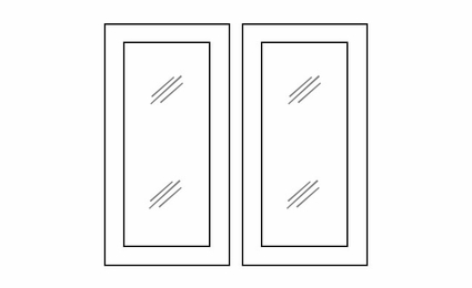 Ice White Shaker W3630BGD: Glass Door Set - No Mullion: RTA Kitchen Cabinet