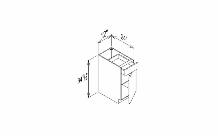 Innovation Imperial Blue B12: 1 Drawer, 1 Door Base Cabinet: RTA Kitchen Cabinet