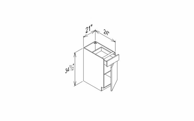 Innovation Imperial Blue B21: 1 Drawer, 1 Door Base Cabinet: RTA Kitchen Cabinet