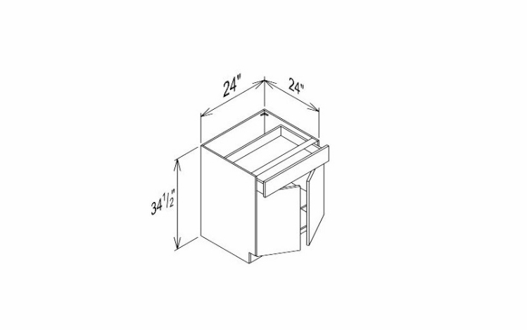 Innovation Imperial Blue B24: 1 Drawer, 2 Door Base Cabinet: RTA Kitchen Cabinet