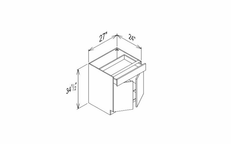 Innovation Imperial Blue B27: 1 Drawer, 2 Door Base Cabinet: RTA Kitchen Cabinet