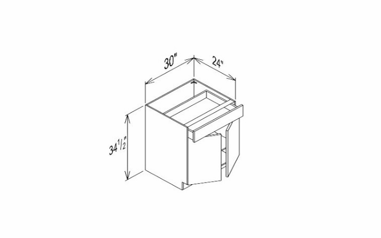 Innovation Imperial Blue B30: 1 Drawer, 2 Door Base Cabinet: RTA Kitchen Cabinet