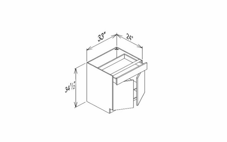 Innovation Imperial Blue B33: 1 Drawer, 2 Door Base Cabinet: RTA Kitchen Cabinet