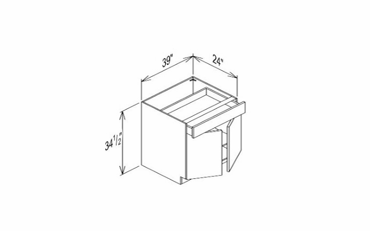Innovation Imperial Blue B39: 1 Drawer, 2 Door Base Cabinet: RTA Kitchen Cabinet