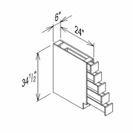 Innovation Imperial Blue BSDC06: Base Spice Drawer Cabinet: RTA Kitchen Cabinet