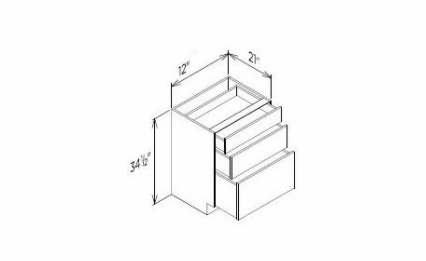 Innovation Imperial Blue VDB12-3: Vanity Base Drawer Cabinet: RTA Kitchen Cabinet