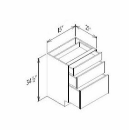 Innovation Imperial Blue VDB15-3: Vanity Base Drawer Cabinet: RTA Kitchen Cabinet