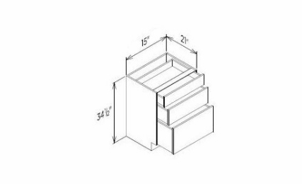 Innovation Imperial Blue VDB15-3: Vanity Base Drawer Cabinet: RTA Kitchen Cabinet