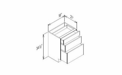 Innovation Imperial Blue VDB18-3: Vanity Base Drawer Cabinet: RTA Kitchen Cabinet