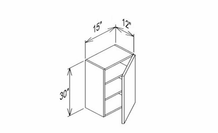 Innovation Imperial Blue W1530: 1 Door Wall Cabinet: RTA Kitchen Cabinet