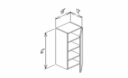Innovation Imperial Blue W1842: 1 Door Wall Cabinet: RTA Kitchen Cabinet