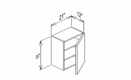 Innovation Imperial Blue W2130: 1 Door Wall Cabinet: RTA Kitchen Cabinet