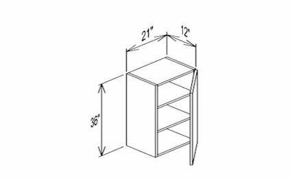 Innovation Imperial Blue W2136: 1 Door Wall Cabinet: RTA Kitchen Cabinet