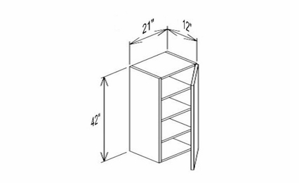 Innovation Imperial Blue W2142: 1 Door Wall Cabinet: RTA Kitchen Cabinet