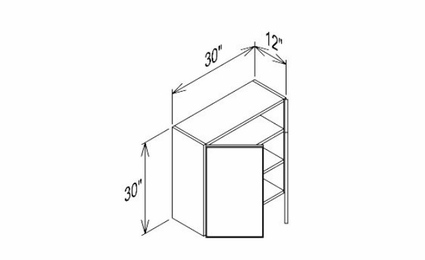 Innovation Imperial Blue W3030: 2 Door Wall Cabinet: RTA Kitchen Cabinet