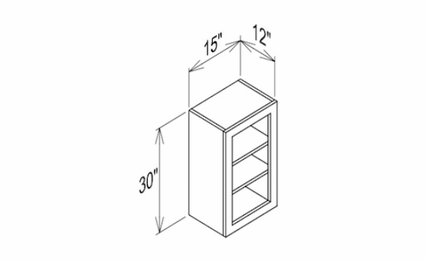 Innovation Imperial Blue WMD1530: 1 Door Mullion Wall Cabinet - Glass Not Included: RTA Kitchen Cabinet
