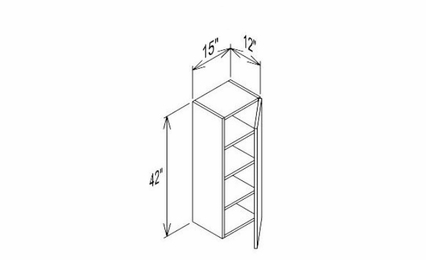 Innovation Imperial Blue WMD1542: 1 Door Mullion Wall Cabinet - Glass Not Included: RTA Kitchen Cabinet