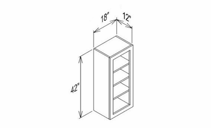 Innovation Imperial Blue WMD1842: 1 Door Mullion Wall Cabinet - Glass Not Included: RTA Kitchen Cabinet