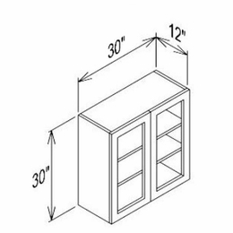 Innovation Imperial Blue WMD3030: 2 Door Mullion Wall Cabinet - Glass Not Included: RTA Kitchen Cabinet