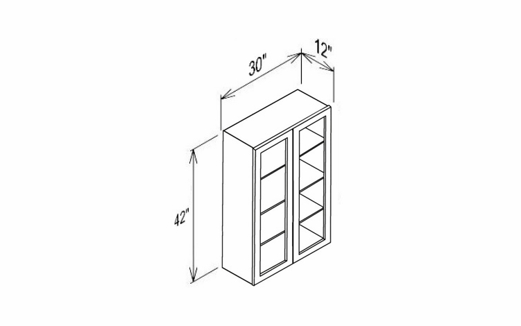 Innovation Imperial Blue WMD3042: 2 Door Mullion Wall Cabinet - Glass Not Included: RTA Kitchen Cabinet