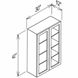 Innovation Imperial Blue WMD3042: 2 Door Mullion Wall Cabinet - Glass Not Included: RTA Kitchen Cabinet