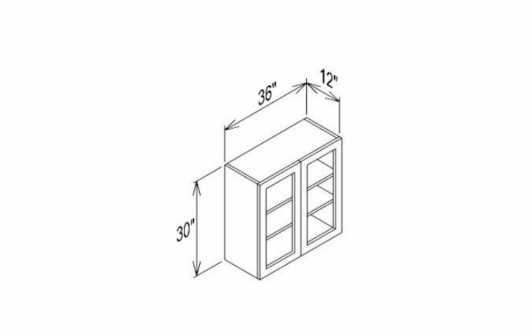 Innovation Imperial Blue WMD3630: 2 Door Mullion Wall Cabinet - Glass Not Included: RTA Kitchen Cabinet
