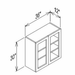 Innovation Imperial Blue WMD3630: 2 Door Mullion Wall Cabinet - Glass Not Included: RTA Kitchen Cabinet