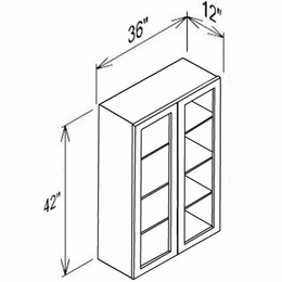 Innovation Imperial Blue WMD3642: 2 Door Mullion Wall Cabinet - Glass Not Included: RTA Kitchen Cabinet