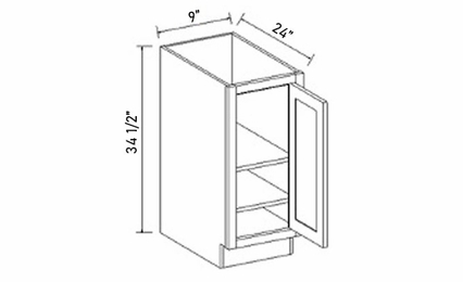 Inset White Shaker B09FH: Base Cabinet Full Height Door: RTA Kitchen Cabinets
