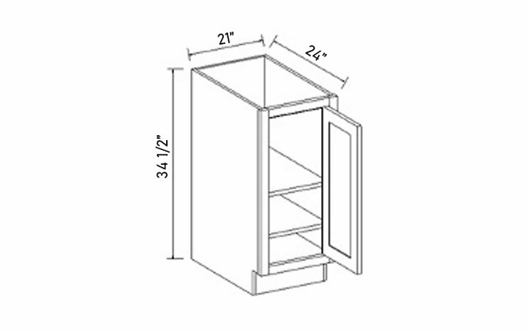 Inset White Shaker B21FH: Full Height Door Base Cabinet (Single Door): Assembled Kitchen Cabinets