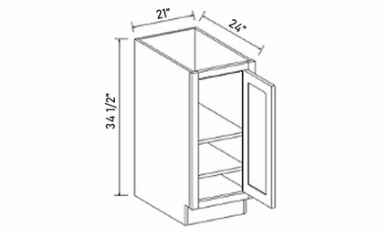 Inset White Shaker B21FH: Full Height Door Base Cabinet (Single Door): RTA Kitchen Cabinets