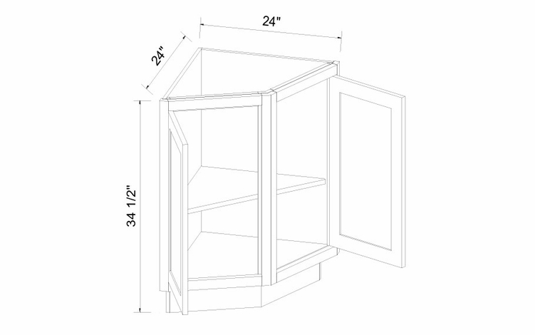 Inset White Shaker BEC24: Base End Corner Full Height Door Cabinet: Assembled Kitchen Cabinets